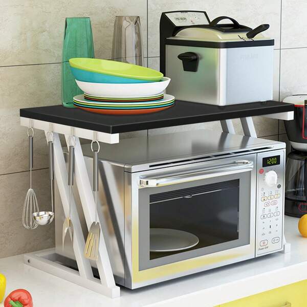 Étagère de cuisine, étagère pour micro-ondes en acier au carbone, étagère de four en forme de Z, 57x38x38cm