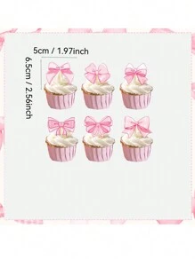 25 piezas Decoraciones para cupcakes con lazos rosados para fiestas de cumpleaños, Adornos para tartas con lazos rosas para despedida de soltera y bodas, Accesorios para fotografías "Cake Smash" en fiestas