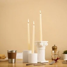 50PCS Dinner Candles Pack Tapered Candles Non Drip Long Lasting, Unscented - White - View 3