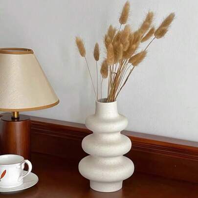 1 件素烧简约花瓶，磨砂颗粒花瓶，陶瓷客厅装饰，婚礼桌面装饰，