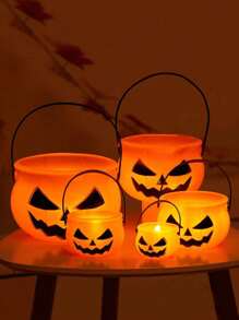 7pcs/5pcs Halloween Pumpkin Buckets, New 7pcs Twisted Eye Pumpkin Bucket Holiday Handheld Toys, Scary Halloween Elements Handheld Pumpkin Bucket, 5pcs Funny Pumpkin Jar Decorations, For Halloween Decoration, Pumpkin Buckets, Bar Nightclub Props, Candy Container, Handheld Pumpkin Bucket,Christmas