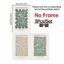 3 件套装饰艺术现代简约植物帆布艺术印刷品无框绿色调风景墙面装饰适用于客厅、卧室、家庭办公室室内/室外植物插图海报 - 彩色 - 查看 12