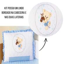 10 Piece American Crib Kit With Embroidered Side Protector For Boys And Girls - Blue Horse Bear - View 10