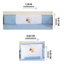 10 Piece American Crib Kit With Embroidered Side Protector For Boys And Girls - Blue Horse Bear - View 9