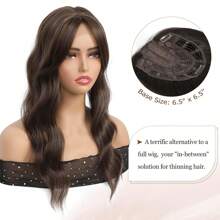 Megito Hair Toppers For Women 20inch Wavy Hair Toppers For Women Toppers Hair Pieces For Women With Thinning Hair Synthetic Wig Clip In Hair Topper Wiglets With Fringe Bang Add Hair Volume - 咖啡棕 - 查看 4