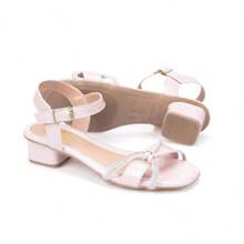 Children's Low Heel Sandals With Rhinestone Bow Strap - Màu Hồng baby - Xem 5