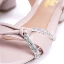 Children's Low Heel Sandals With Rhinestone Bow Strap - Màu Hồng baby - Xem 7