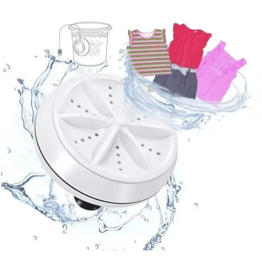 PINKSHOP Mini USB Portable Bucket Rotary Clothes Washing Machine - White - View 1