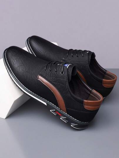 2024 New Men's Business Casual Leather Shoes, Breathable Large Size Fashionable Versatile Sneakers