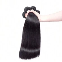 Ciocche di capelli umani dritti, 3 ciocche per confezione, 90 grammi per ciocca, ciocche di capelli veri di colore nero naturale, acquisto in blocco - Naturale e nero - Visualizzare 4