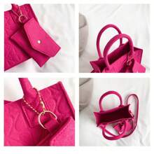 New Women Handbags,Women Purses,Fashion Ladies Shoulder Bags And Handbags,Top Handle Designer Bag With Pompom,Women Handbags Crossbody Bag Fashion Pendant Lady Tote Bag Elegant Shoulder Bags PU Shopper Bag For Party Work Red - 玫紅色 - 查看 5