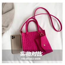 New Women Handbags,Women Purses,Fashion Ladies Shoulder Bags And Handbags,Top Handle Designer Bag With Pompom,Women Handbags Crossbody Bag Fashion Pendant Lady Tote Bag Elegant Shoulder Bags PU Shopper Bag For Party Work Red - 玫紅色 - 查看 10