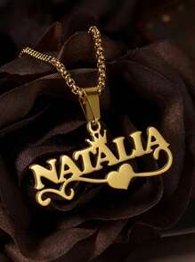 1 pièce Collier pendentif avec prénom personnalisé pour femme, chaîne en perles en acier inoxydable, style rétro, couronne en forme de cœur, bijoux personnalisables, style simple quotidien. Produits incluant des boîtes cadeaux, cadeaux pour la Saint-Valentin, anniversaire, fête des mères, cadeaux quotidiens