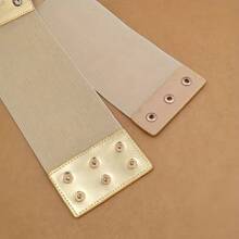 Fashionable Gold And Silver Zinc Alloy Wide Belt For Women, Thickened Casual Elastic Belt For Women's Waist Decoration, Suitable For Women's Daily Wear With Dresses