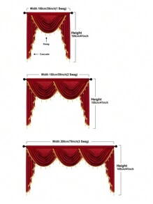 1 pieza Cortina de unicolor, estilo europeo, con borde con cuentas de lujo, cortina corta y ondulada, apta para decorar salas de estar, dormitorios, ventanas y puertas de la cocina