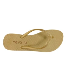 Beira Rio Women's Flip Flops Shiny Casual Everyday Comfortable - Vàng - Xem 3