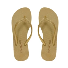 Beira Rio Women's Flip Flops Shiny Casual Everyday Comfortable - Vàng - Xem 1