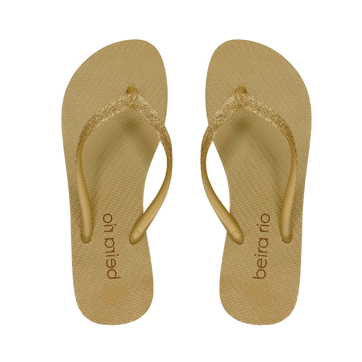 Beira Rio Women's Flip Flops Shiny Casual Everyday Comfortable - Vàng - Xem 1