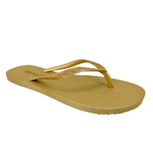 Beira Rio Women's Flip Flops Shiny Casual Everyday Comfortable - Vàng - Xem 5