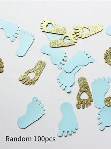100 件可爱粉色蓝色金色男宝宝女宝宝脚印彩纸婴儿派对性别揭示洗礼派对装饰品 DIY 用品 - 彩色 - 查看 7
