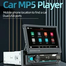 7" Car Stereo MP5 Player Radio Single 1 DIN USB Flip Out Touch Screen Bluetooth USB AUX SWC Type C Camera Head Unit