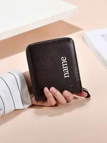 1 pieza Billetera corta personalizada para hombre, Cartera multifuncional de moda clásica con tarjetero y monedero, Cartera con cremallera de estilo casual retro, Adecuada para uso diario, Puede ser un regalo para familiares y amigos en San Valentín