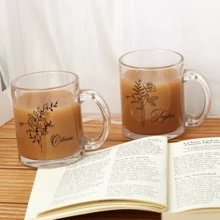 Custom Glass Mug, Personalized Bridesmaid Mug, Bridal Party Gift, Birth Month Flower Mug, Birthday Gift Christmas Gifts For Her/Mom/Women