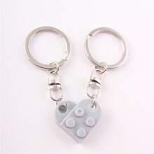 2pcs/Set Minimalist Building Block Heart Shape Separable Keychain, Couple/Friends Gift Valentine's Day Valentines Car Accessories Bag Charm School Cute Goth Y2k