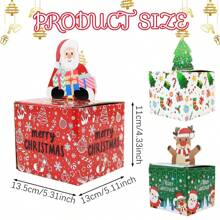 1/3 Set Merry Christmas Money Box For Cash Gift Pull Cartoon Santa Claus Elk Christmas Tree Pattern Design, Fun Surprise Cash Holder For Friend Girlfriends Wives And Family Holiday Christmas Party Accessory - Multicolor - View 3