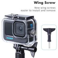 ORBMART Vỏ chống nước 196FT/60M cho GoPro Hero 13/Hero 12 Black/Hero 11 Black/Hero 10 Black/Hero 9 Black, Vỏ bảo vệ lặn dưới nước - Trong suốt + đen - Xem 5