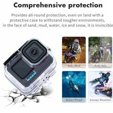 ORBMART Vỏ chống nước 196FT/60M cho GoPro Hero 13/Hero 12 Black/Hero 11 Black/Hero 10 Black/Hero 9 Black, Vỏ bảo vệ lặn dưới nước - Trong suốt + đen - Xem 6