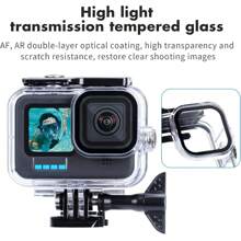 ORBMART Vỏ chống nước 196FT/60M cho GoPro Hero 13/Hero 12 Black/Hero 11 Black/Hero 10 Black/Hero 9 Black, Vỏ bảo vệ lặn dưới nước - Trong suốt + đen - Xem 3