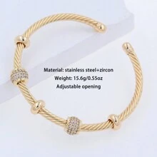 Brazalete ajustable de acero inoxidable con diseño bicolor en oro y plata, unisex, adecuado para uso diario, estilo punk/gótico, mejor regalo para festividades, joyería