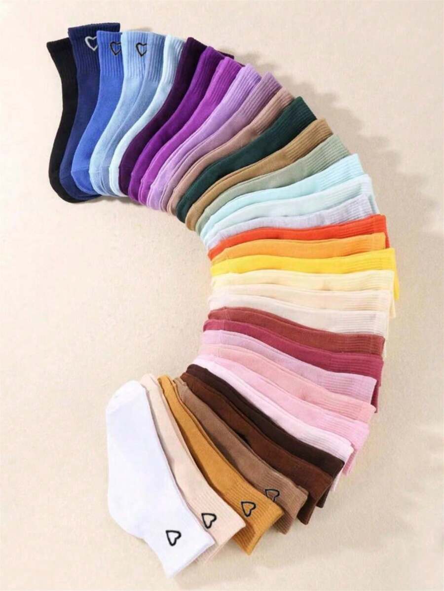1/10 paires de chaussettes montantes femme à motif cœur aléatoire 4 couleurs - Multicolore - Voir 1