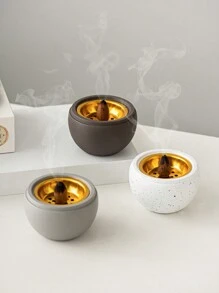 1pc Spherical Cement Portable Incense Burner, Black/Grey/White, Minimalist Modern & Natural Style, Rock Surface Effect, Arabian Incense Holder For Home, Office, Hotel, Halloween, Festival Decorations Decor Gifts Birthday Graduation - Multicolor - View 1