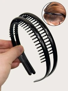 2pcs Women Simple Black Basic Headbands, Fashion Hair Accessories Plastic Headbands For Bangs & Hairstyles,Hairband,Hair Hoop ,Makeup Headband