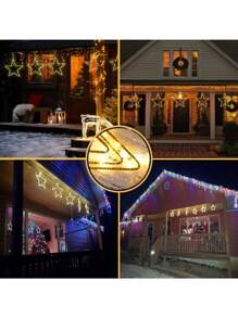 1pc Romantic Golden Iron Ring 5-Pointed Star Copper Wire Light, Battery Powered LED Copper Wire Light, Indoor & Outdoor Decor, Suitable For Hallway, Gazebo, Window, Bedroom, Living Room, Wedding, Birthday, Anniversary, Christmas - Warm white light - View 2