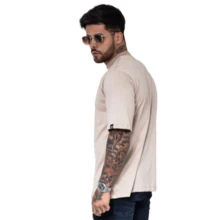 Men's Oversized T-Shirt Cotton 30.1 Premium Hip-Hop - 米色 - 查看 8