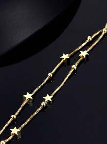 1 件双层珠子和星星设计精致休闲手链