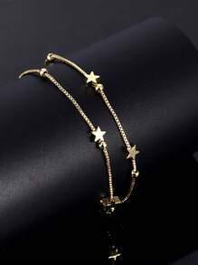 1 件双层珠子和星星设计精致休闲手链