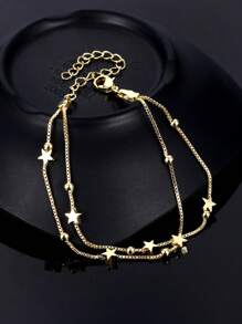 1 件双层珠子和星星设计精致休闲手链