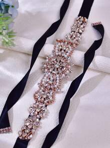 1pc Fashionable & Elegant Rhinestone & Faux Pearl Decor Waist Belt, Suitable For Bridesmaids, Brides, Stage Performance, Halloween, Wedding