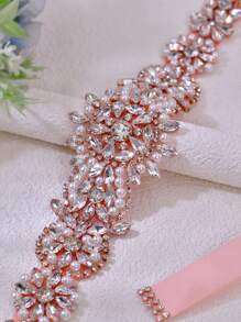 1pc Fashionable & Elegant Rhinestone & Faux Pearl Decor Waist Belt, Suitable For Bridesmaids, Brides, Stage Performance, Halloween, Wedding