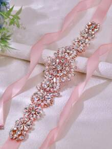 1pc Fashionable & Elegant Rhinestone & Faux Pearl Decor Waist Belt, Suitable For Bridesmaids, Brides, Stage Performance, Halloween, Wedding
