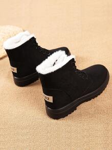 Dames sneeuwlaarzen hoog, platte hak, modieuze korte laarzen, warm en casual, grote maten