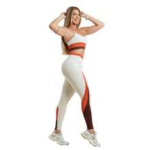 Women's Fitness Set Top + Leggings Zero Transparency High Compression Shaping UV50+ - 米色 - 查看 11