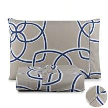 2-Piece Single Bed Sheet Set With 400 Thread Count, Soft Touch, Printed Palito Stitch - màu nâu - Xem 1