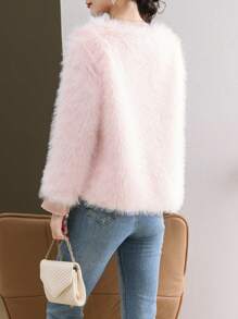 Herfst/Winter Fluffy Jas Met Premium Elegante Sfeer, Chique Harige Trui Voor Vrouwen