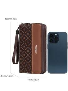 Elegant Touch Screen Crossbody Phone Bag – Chic Multi-Purpose Shoulder Wallet With Secure Zipper Fashionable PU Material Keychain Wallet Gifts Valentines For Women Wallet Purse Wallet Long Wallet Wristlet Wallet - Coffee Brown - View 6