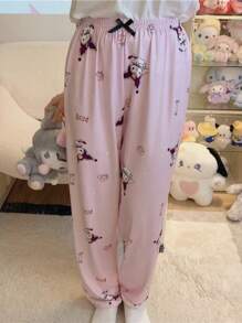 1 pièce Pantalon de pyjama Sanrio, pantalon long décontracté doux et confortable pour femmes, motif de dessin animé mignon, convient à toutes les tailles